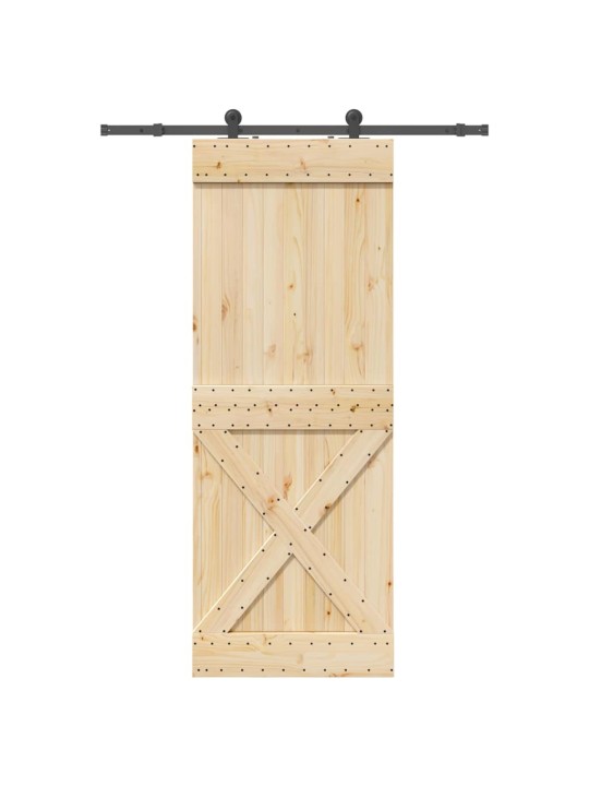 Bīdāmās durvis ar stiprinājumiem, 85x210 cm, priedes masīvkoks