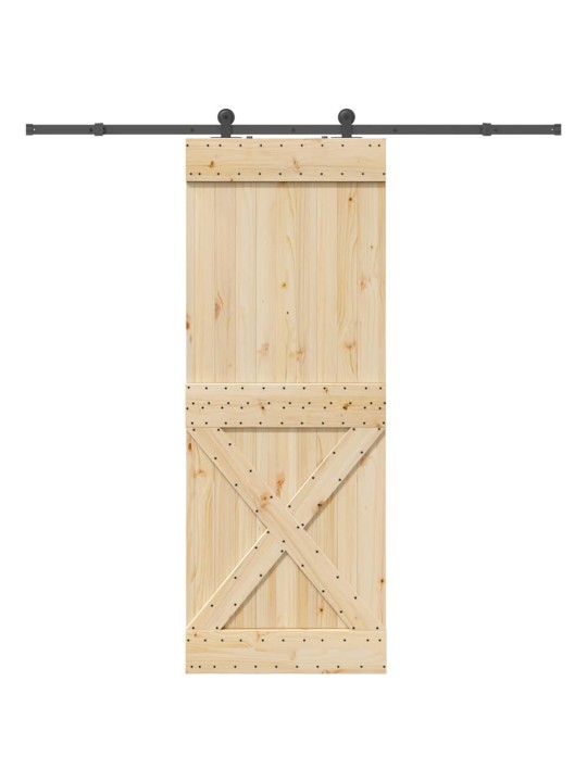 Bīdāmās durvis ar stiprinājumiem, 85x210 cm, priedes masīvkoks