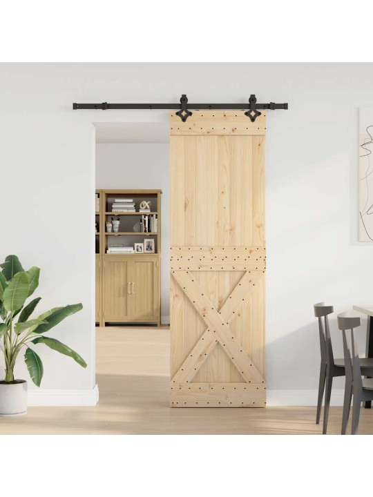 Bīdāmās durvis ar stiprinājumiem, 70x210 cm, priedes masīvkoks