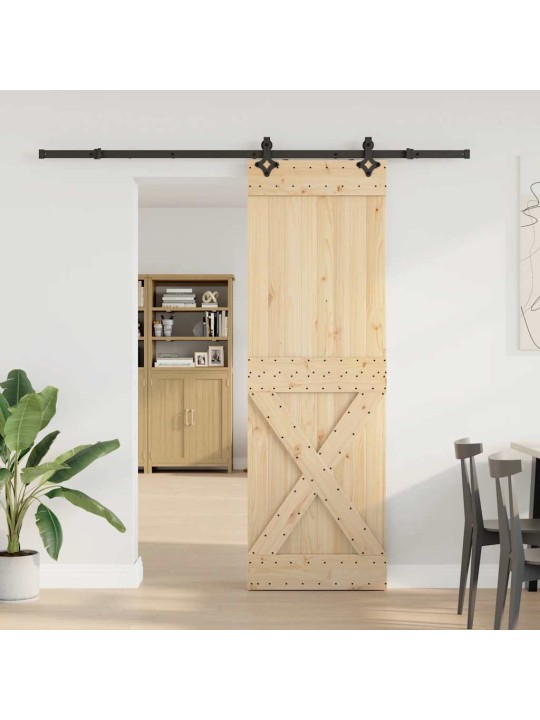 Bīdāmās durvis ar stiprinājumiem, 70x210 cm, priedes masīvkoks