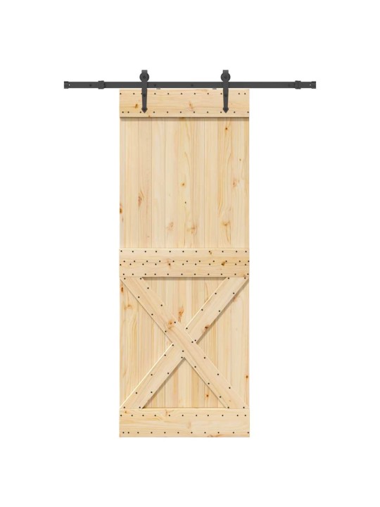 Bīdāmās durvis ar stiprinājumiem, 85x210 cm, priedes masīvkoks