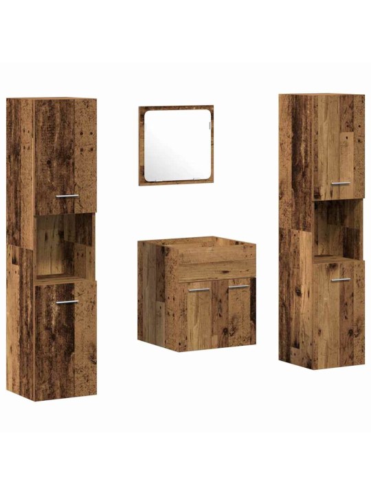 Vannasistabas mēbeļu komplekts ar uzglabāšanu 4 pcs vecs koks