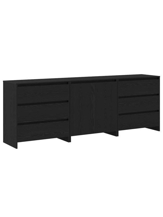 Puse ar atvilktni 3 pcs melna 70 x 41 x 75 cm inženierijas koks