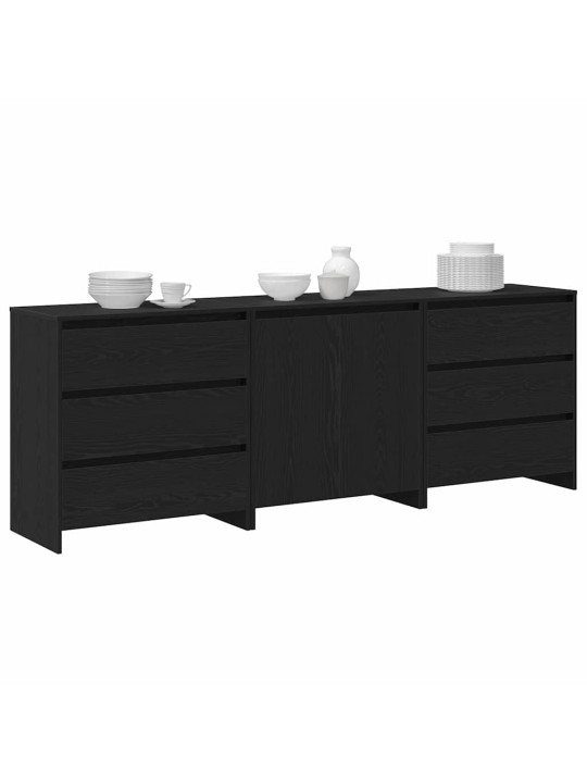 Puse ar atvilktni 3 pcs melna 70 x 41 x 75 cm inženierijas koks
