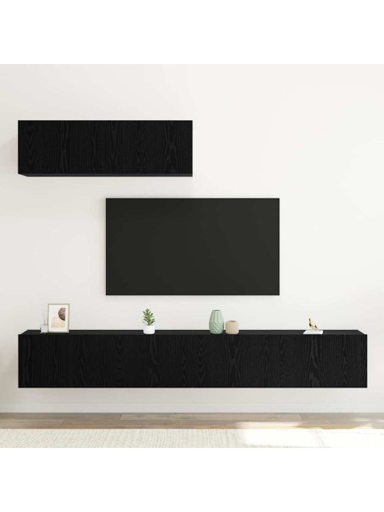 Tv skapju komplekts 3 pcs melns ozols 200 x 30 x 30 cm