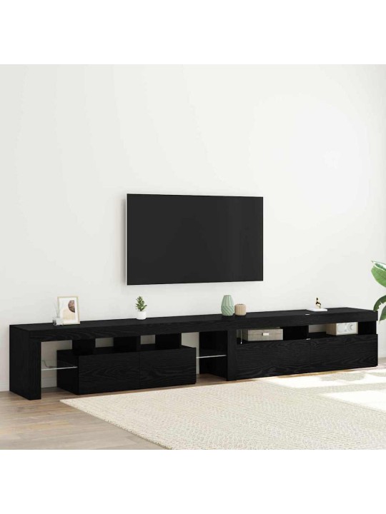 Tv skapji 2 pcs melns ozols 260 x 36.5 x 40 cm