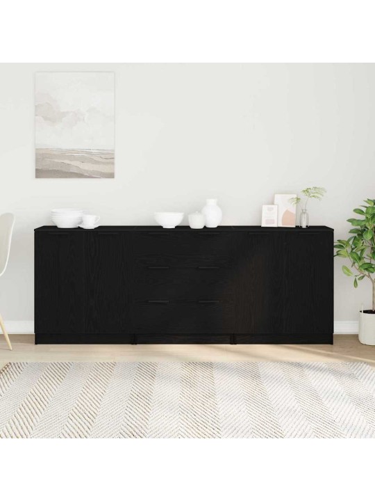 Sānu galds melns ozolkoks 180 x 30 x 70 cm inženierijas koks