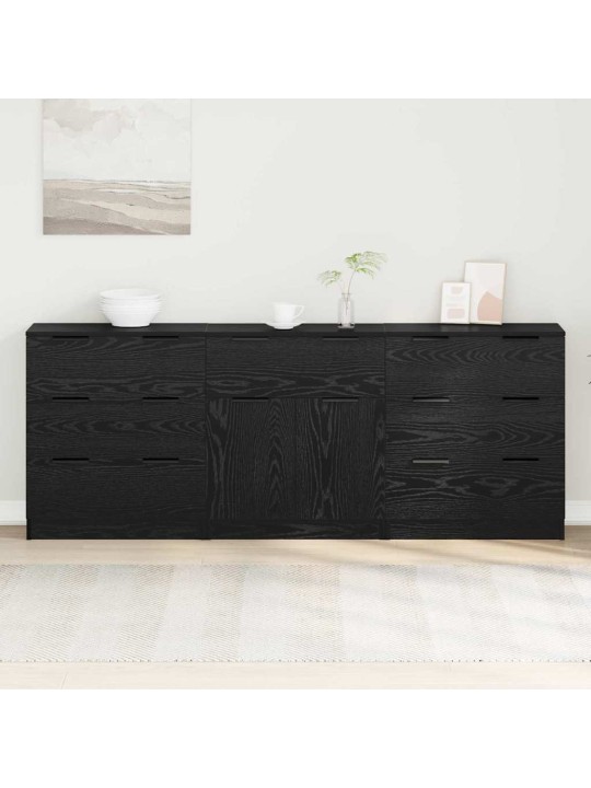 Puse 3 pcs melns ozols 60 x 30 x 70 cm inženierijas koks