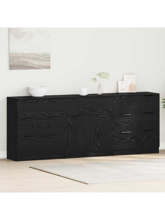 Puse 3 pcs melns ozols 60 x 30 x 70 cm inženierijas koks