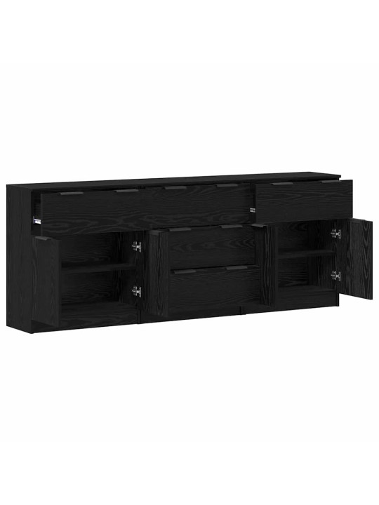 Puse 3 pcs melns ozols 60 x 30 x 70 cm inženierijas koks