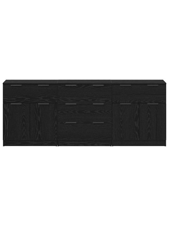 Puse 3 pcs melns ozols 60 x 30 x 70 cm inženierijas koks
