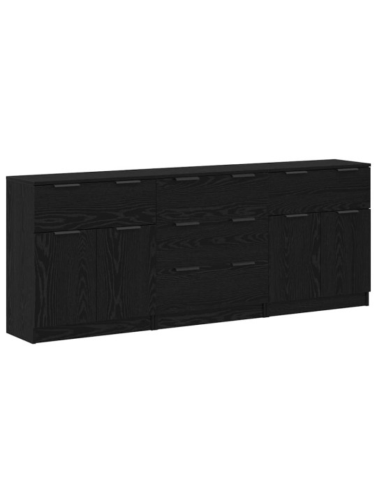 Puse 3 pcs melns ozols 60 x 30 x 70 cm inženierijas koks