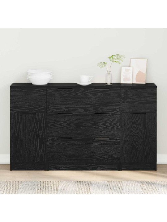 Puse 3 pcs melns ozols 121 x 30 x 70 cm inženierijas koks