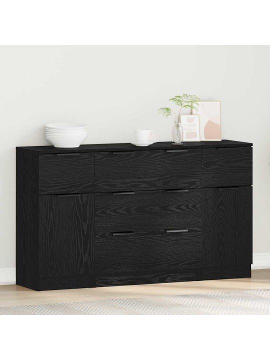 Puse 3 pcs melns ozols 121 x 30 x 70 cm inženierijas koks