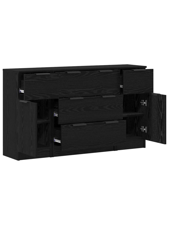 Puse 3 pcs melns ozols 121 x 30 x 70 cm inženierijas koks