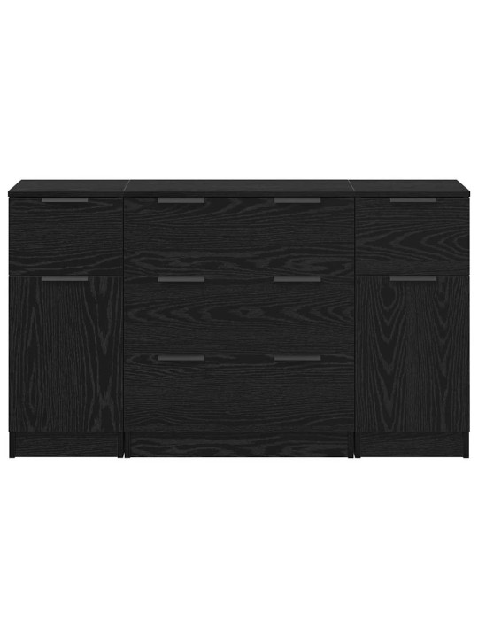 Puse 3 pcs melns ozols 121 x 30 x 70 cm inženierijas koks