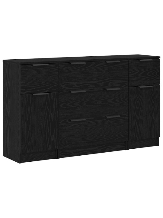 Puse 3 pcs melns ozols 121 x 30 x 70 cm inženierijas koks
