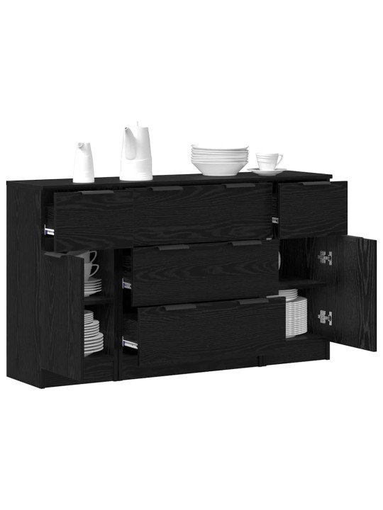 Puse 3 pcs melns ozols 121 x 30 x 70 cm inženierijas koks