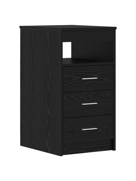 Galds ar plauktu melns ozols 140 x 50 x 76 cm inženierijas koks