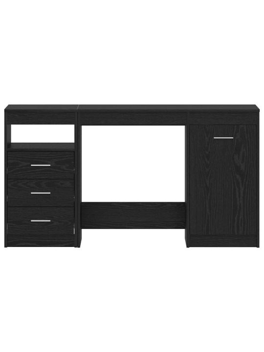 Galds ar plauktu melns ozols 140 x 50 x 76 cm inženierijas koks