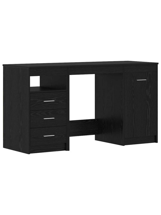 Galds ar plauktu melns ozols 140 x 50 x 76 cm inženierijas koks