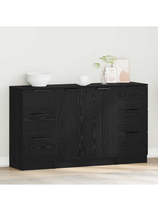 Puse 3 pcs melns ozols 121 x 30 x 70 cm inženierijas koks