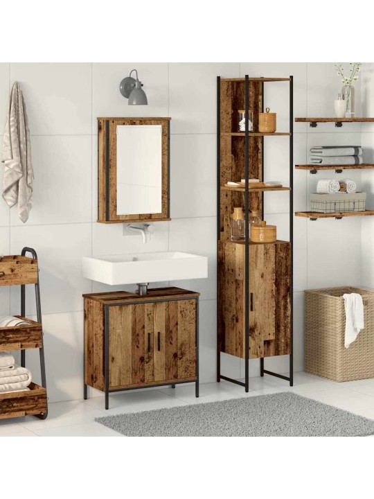Vannas istabas mēbeļu komplekts 3 pcs brūna 33 x 33 x 185.5 cm