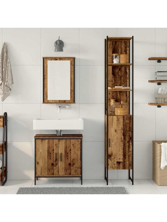 Vannas istabas mēbeļu komplekts 3 pcs brūna 33 x 33 x 185.5 cm