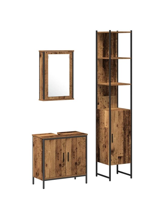 Vannas istabas mēbeļu komplekts 3 pcs brūna 33 x 33 x 185.5 cm