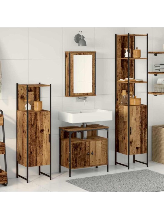 Vannas istabas mēbeļu komplekts ar plauktu 4 pcs vecs koks