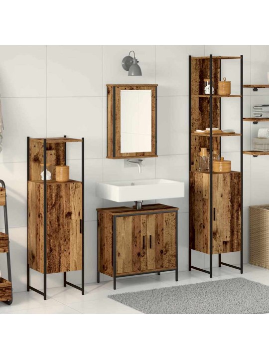 Vannas istabas mēbeļu komplekts 4 pcs brūna 33 x 33 x 185.5 cm