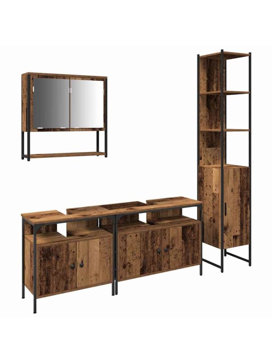Vannas istabas mēbeļu komplekts ar plauktu 4 pcs vecs koks