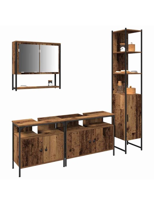 Vannas istabas mēbeļu komplekts ar plauktu 4 pcs vecs koks