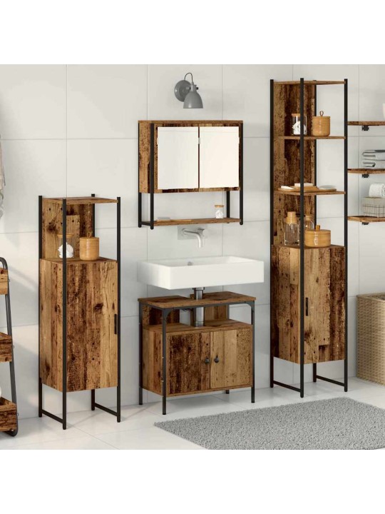 Vannas istabas mēbeļu komplekts ar plauktu 4 pcs vecs koks
