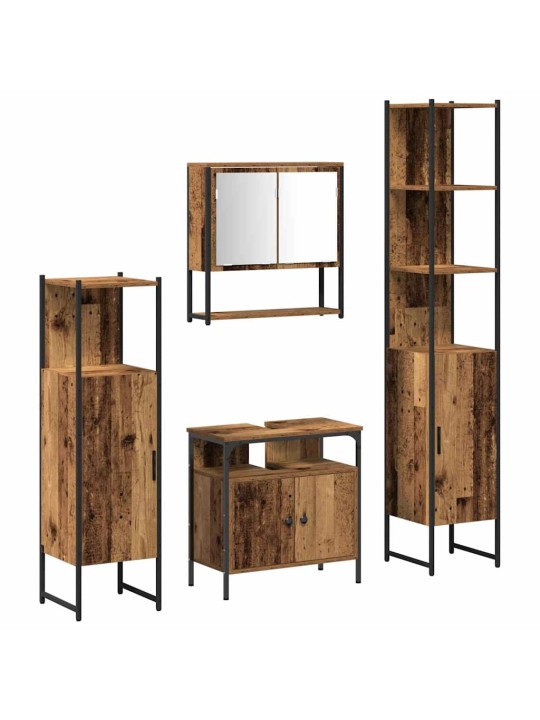 Vannas istabas mēbeļu komplekts ar plauktu 4 pcs vecs koks