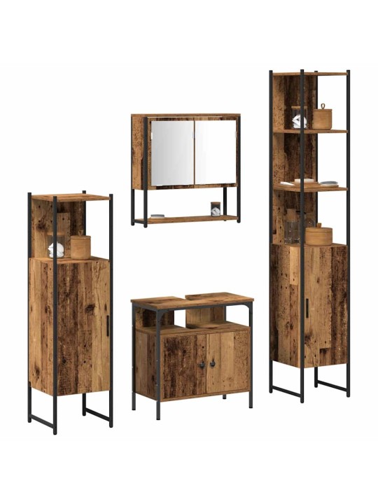 Vannas istabas mēbeļu komplekts ar plauktu 4 pcs vecs koks