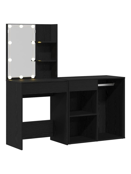 Led grima galdiņš ar atvilktni melns ozols 140 x 40 x 140 cm