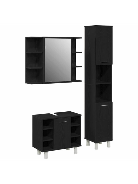 Vannas istabas mēbeļu komplekts 3 pcs melna 30 x 30 x 179.5 cm