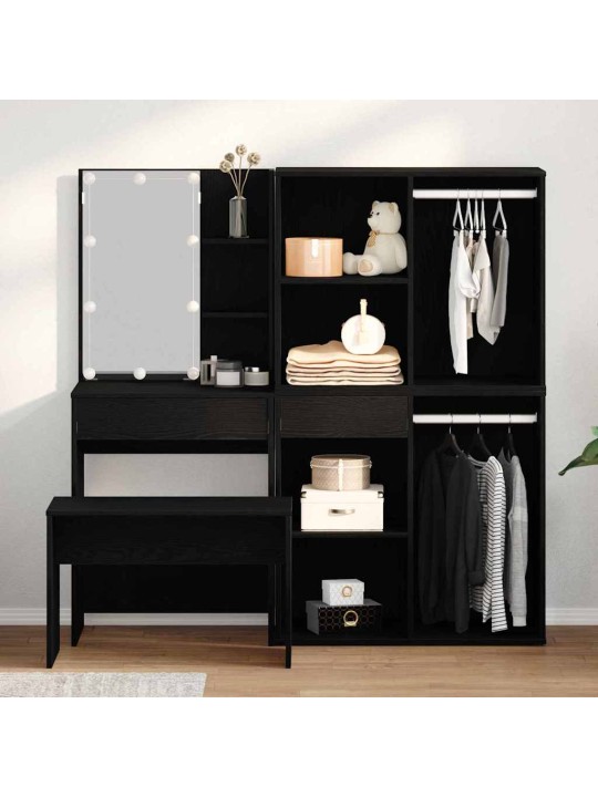 Tualetes galda komplekts 2 pcs melna 140 x 40 x 140 cm