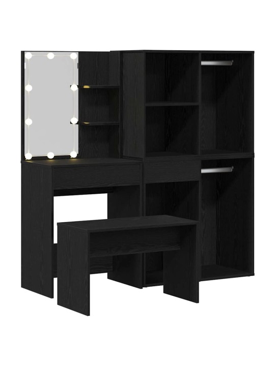 Tualetes galda komplekts 2 pcs melna 140 x 40 x 140 cm