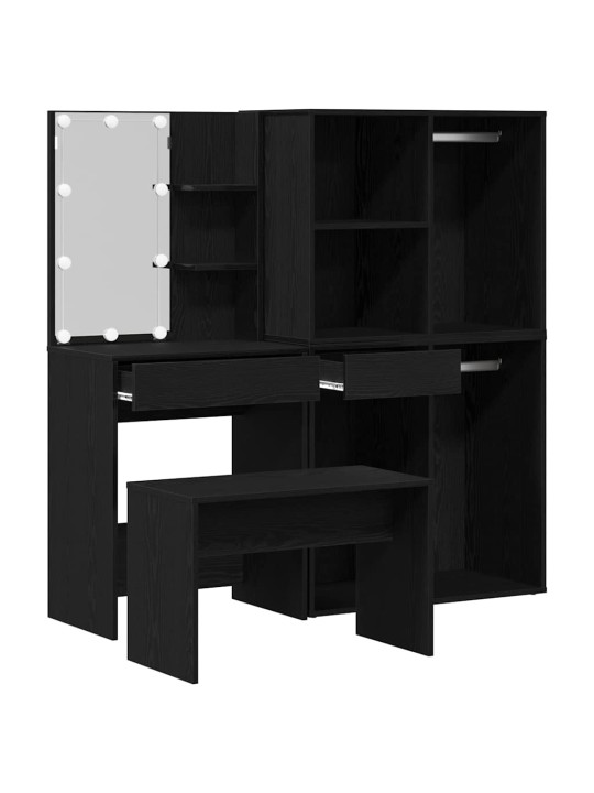Tualetes galda komplekts 2 pcs melna 140 x 40 x 140 cm