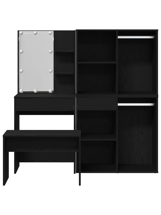 Tualetes galda komplekts 2 pcs melna 140 x 40 x 140 cm