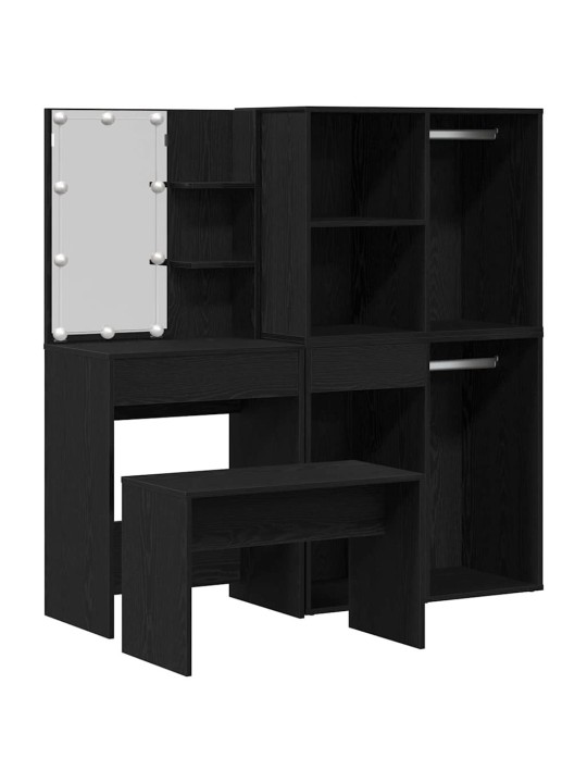 Tualetes galda komplekts 2 pcs melna 140 x 40 x 140 cm