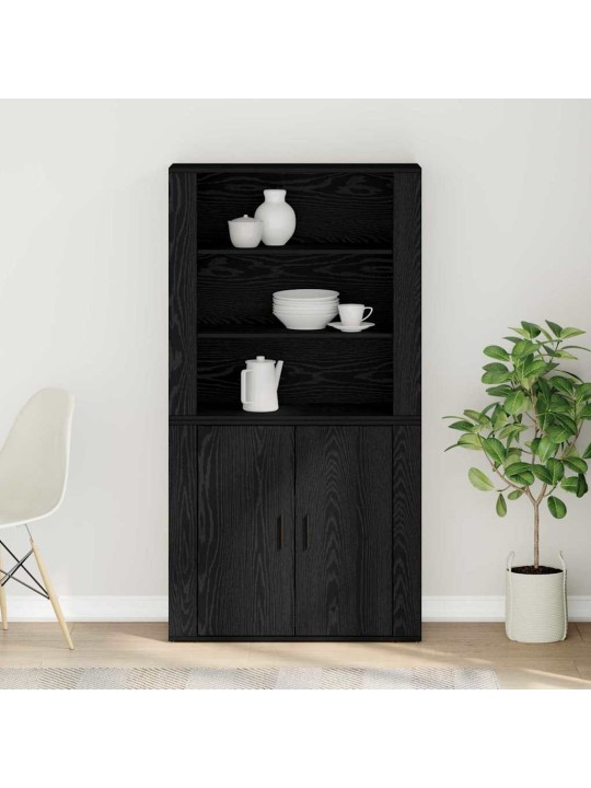 Augstais sols melns ozols 80 x 33 x 150 cm inženierijas koks