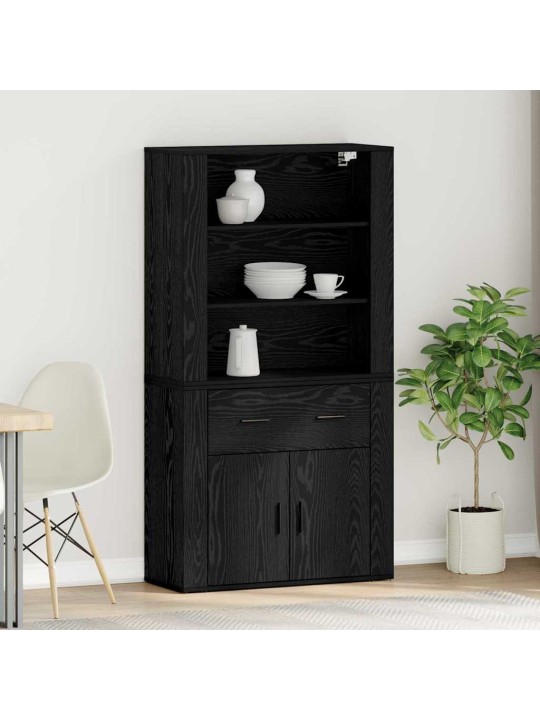Augstais galds melns ozols 80 x 33 x 150 cm inženierijas koks