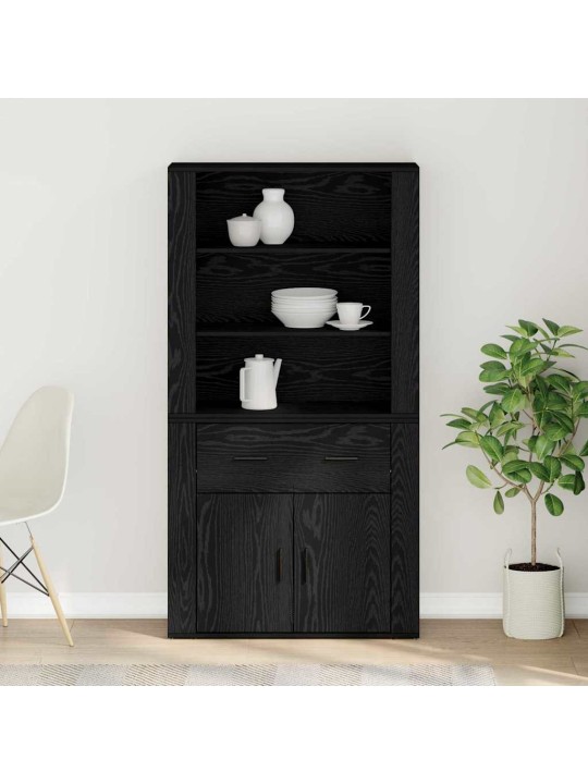 Augstais galds melns ozols 80 x 33 x 150 cm inženierijas koks
