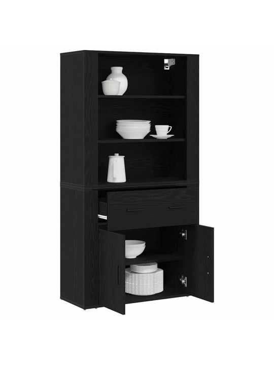 Augstais galds melns ozols 80 x 33 x 150 cm inženierijas koks