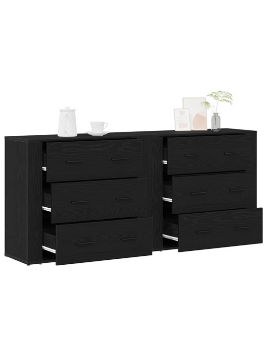 Bufete melns ozolkoks 160 x 33 x 70 cm inženierijas koks