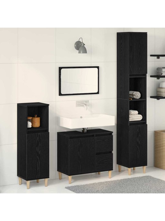 Vannas istabas mēbeļu komplekts 3 pcs melna 30 x 30 x 180 cm