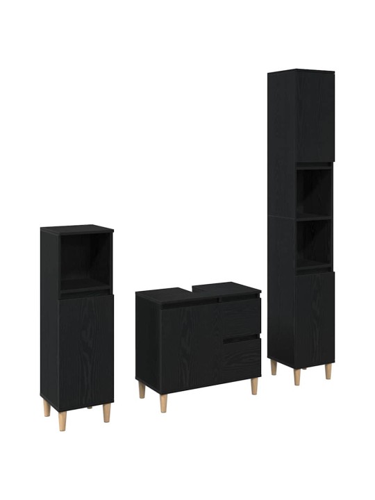 Vannas istabas mēbeļu komplekts 3 pcs melna 30 x 30 x 180 cm